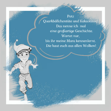 Rückseite des Buches: der kleine Windhauch mit einer Sprechblase